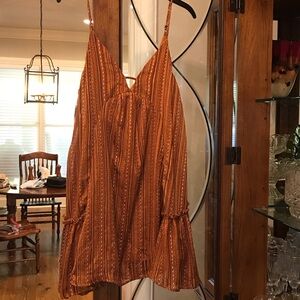 Orange Strappy Dress with Pattern